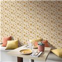Caselio|Papier peint fleuri années rose et jaune|Floral