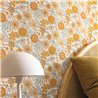 Caselio|Hippie floral wallpaper in blue and orange, ideal for youth rooms|Floral