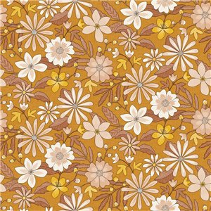 Caselio|Papier peint fleuri hippie bleu et orange, idéal chambre jeune|Floral