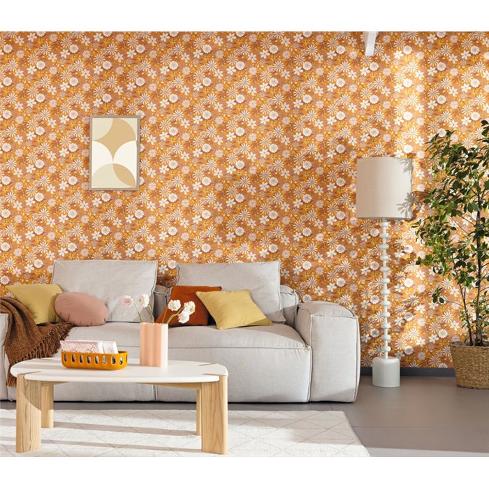 Caselio|Floral wallpaper with a hippie touch for living room|Floral
