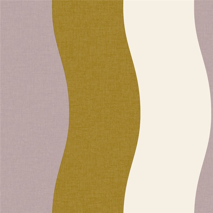 Caselio|Papel pintado rayas retro onduladas verde y violeta|Retro