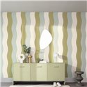 Caselio|Retro wavy blue and green striped wallpaper|Retro