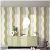 Caselio|Retro wavy blue and green striped wallpaper|Retro