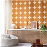Caselio|Retro-Tapete mit orangefarbenen Kreisen imer-Jahre-Stil|Kreisen