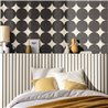 Caselio|Papel pintado para dormitorio retro con círculos negros|Circulos
