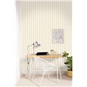 Caselio|Papier peint rayures étroites blanc et beige scandinave|Rayures