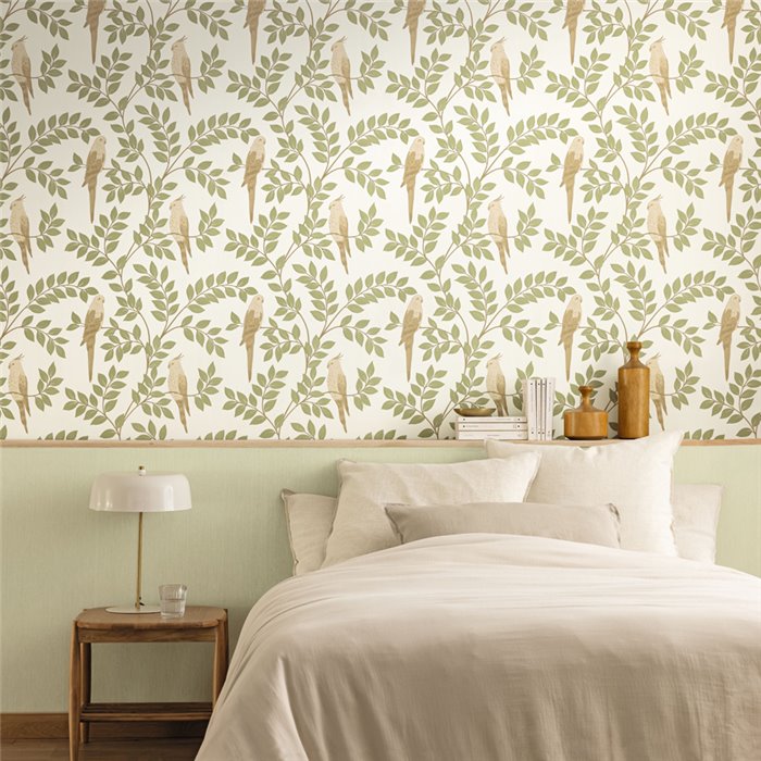 Caselio|Green natural fiber wallpaper for bedroom|Bedrooms