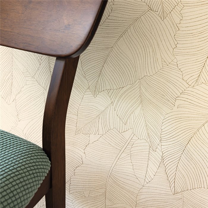Caselio|Papier peint feuilles tropicales de Bornéo beige|Moderne