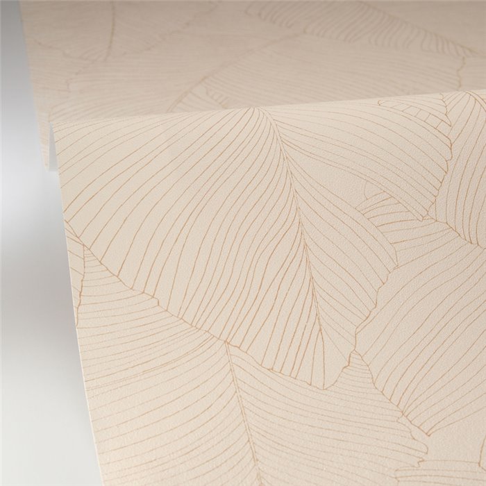 Caselio|Papel pintado hojas tropicales de borneo beige|Moderno