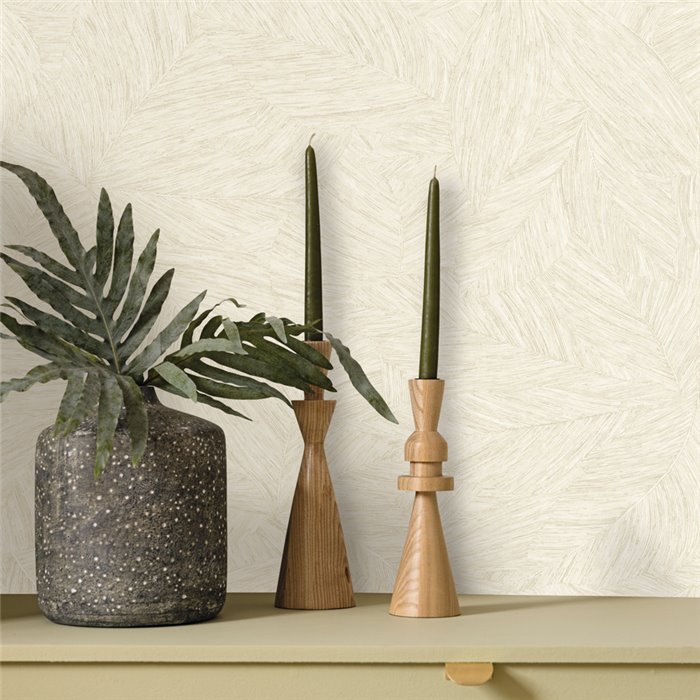 Caselio|Papier peint feuilles de palmier blanches|Papier Peint