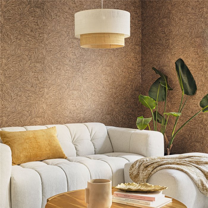 Caselio|Floral palm leaf wallpaper with relief|Living Room