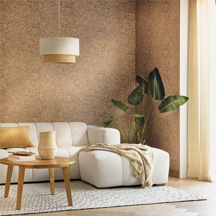 Caselio|Floral palm leaf wallpaper with relief|Living Room