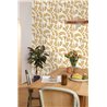 Caselio|Exotic floral wallpaper with ochre cockatoos|Tropical