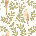 Caselio|Green wallpaper with flowers and tropical birds|Tropical