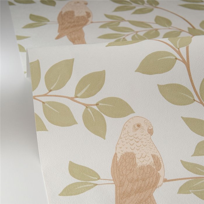 Caselio|Papel pintado flores y aves tropicales verde|Tropical