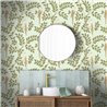Caselio|Floral wallpaper with parakeets in sky blue and khaki|Tropical