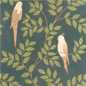 Casamance|Wallpaper tropical Caribbean flowers turquoise green|Tropical