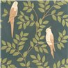 Caselio|Papier peint floral tropical avec perruches vertes|Tropical