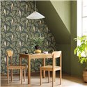 Caselio|Tropical floral wallpaper with green parakeets|Tropical