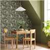 Caselio|Tropical floral wallpaper with green parakeets|Tropical