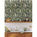 Caselio|Papier peint floral tropical avec perruches vertes|Tropical