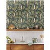 Caselio|Tropical floral wallpaper with green parakeets|Tropical