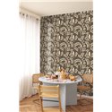 Caselio|Papier peint style tropical avec perruches noires|Tropical