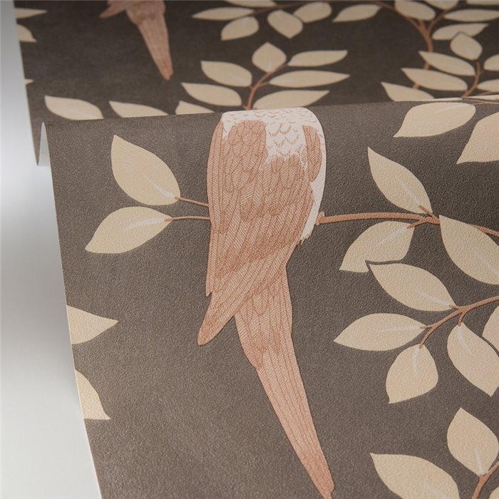 Caselio|Tropische Tapete mit schwarzen Sittichen|Tropische