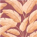 Caselio|Papier peint tropical avec grandes feuilles de bananier prune|Tropical