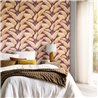 Caselio|Papier peint tropical avec grandes feuilles de bananier prune|Tropical