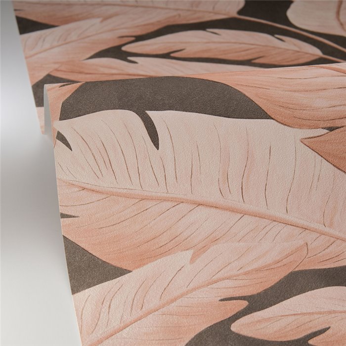 Caselio|Papel pintado hojas grandes de banano negro|Tropical