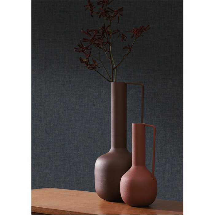 Casadeco|Blue textile wallpaper with linen effect and beautiful mottling|Fabric Imitation