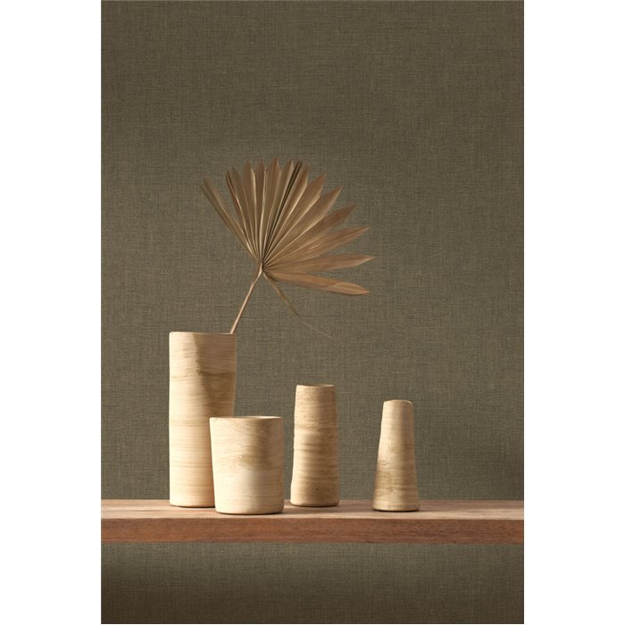 Papel pintado lino grueso jaspeado color verde, atemporal y hermoso - Casadeco Matera 201177616