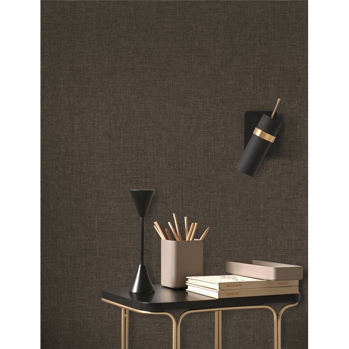 Casadeco|Papel pintado jaspeado con precioso efecto texil de lino grueso|Imitacion Tela