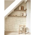 Casadeco|Papier peint textile brodé blanc avec motif géométrique moderne|Imitation Tissu