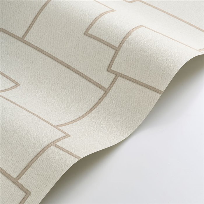 Casadeco|Papel pintado textil bordado blanco formando un moderno patrón geométrico|Imitacion Tela