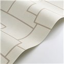 Casadeco|Papier peint textile brodé blanc avec motif géométrique moderne|Imitation Tissu