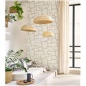 Casadeco|Moderne Tapete mit Textiloptik, Stickereien und geometrischen Formen|Textilimitation