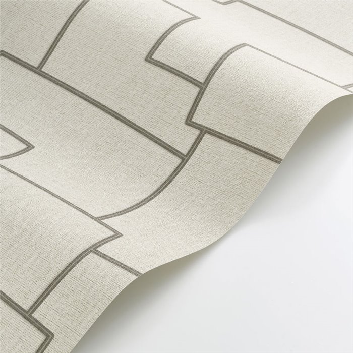 Casadeco|Papel pintado moderno efecto textil con bordadados y formas geométricas|Imitacion Tela