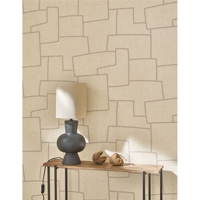 Casadeco|Papier peint brodé effet textile style moderne|Imitation Tissu