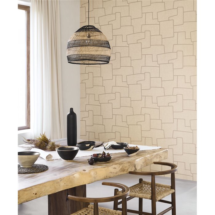 Casadeco|Embroidered textile effect wallpaper in modern style|Fabric Imitation