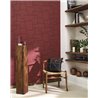 Casadeco|Modern red textile wallpaper with embroidered geometric design|Fabric Imitation