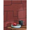 Casadeco|Papier peint moderne rouge effet textile brodé et géométrique|Imitation Tissu