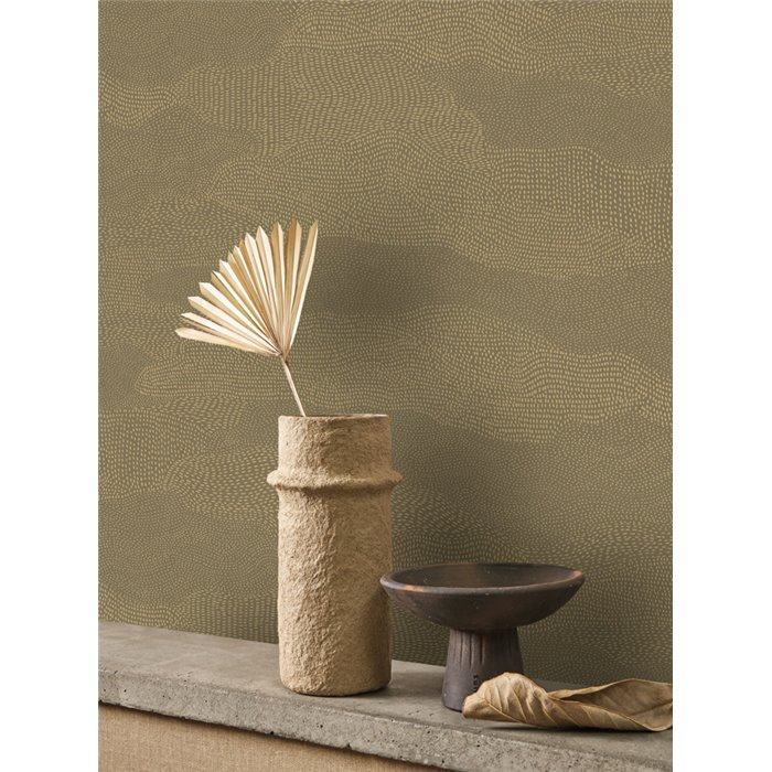 Casadeco|Papier peint ethnique moderne avec motif abstrait vert kaki magnifique|Papier Peint