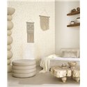 Casadeco|Raw white linen-effect wallpaper with geometric shapes, ethnic style|Wallpaper