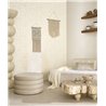 Casadeco|Papier peint effet lin blanc cassé avec motifs géométriques style ethnique|Papier Peint