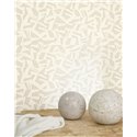 Casadeco|Papier peint effet lin blanc cassé avec motifs géométriques style ethnique|Papier Peint