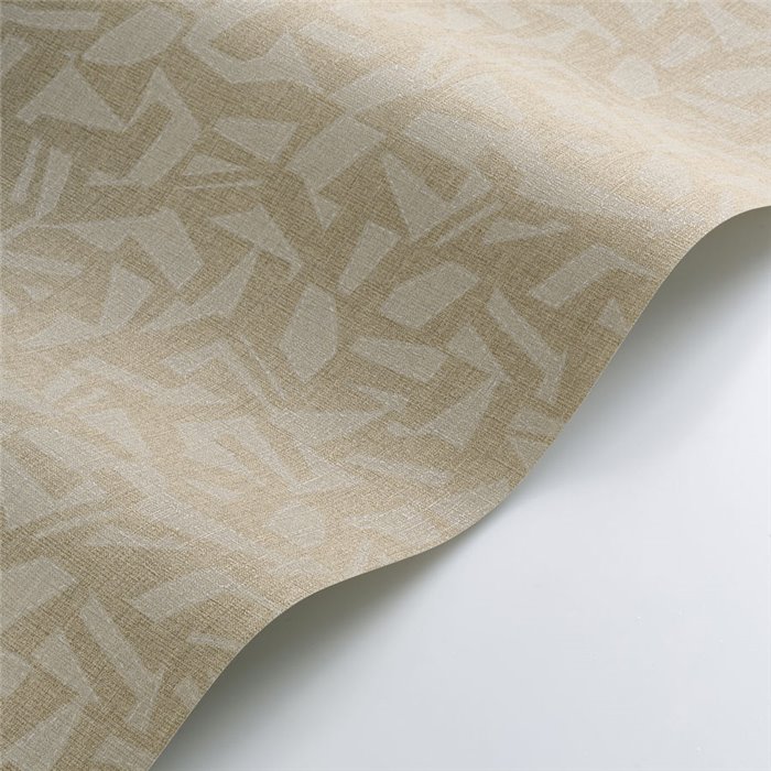 Casadeco|Modern beige linen-effect wallpaper with an ethnic touch|Wallpaper