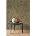 Casadeco|Modern ethnic-style green wallpaper with linen-effect texture|Wallpaper