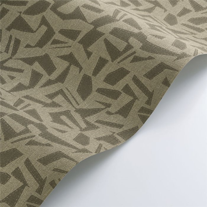 Papel pintado moderno estilo étnico verde y textura efecto lino - Casadeco Matera 201157606